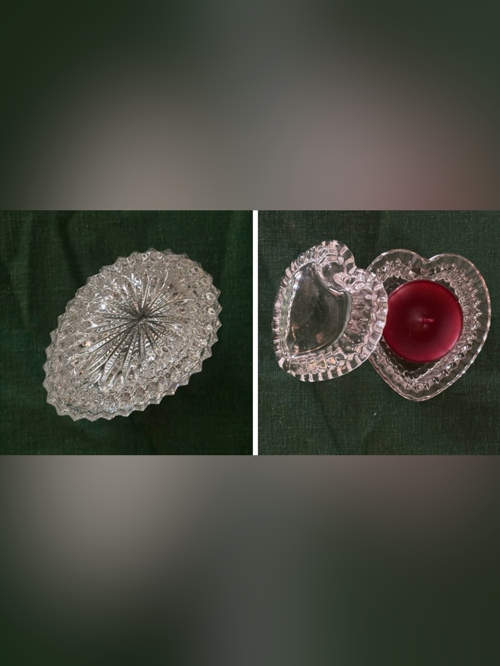 TWO VINTAGE PIECES! Gorham Crystal Trinket Box and Homco Glass Trinket Box